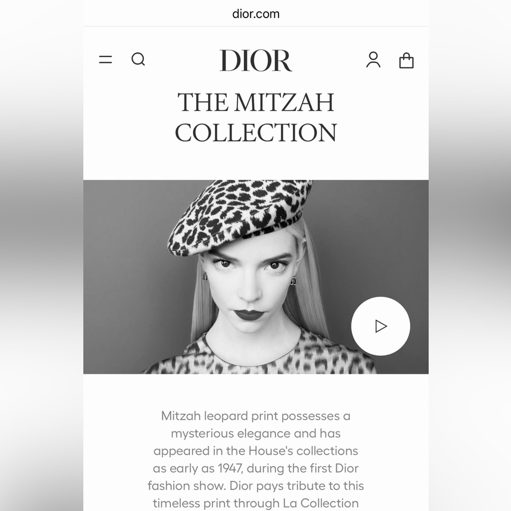 Dior: Beret Leopard Mitzah Collection Limited Edition Beret in Grey - Picture 4 of 12
